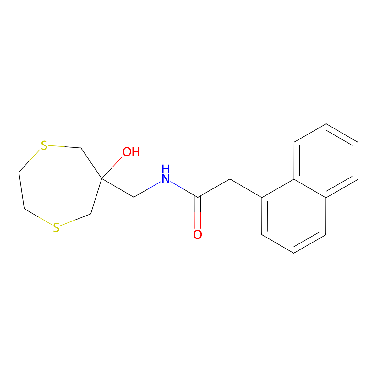 N-[(6-hydroxy-1,4-dithiepan-6-yl)methyl]-2-(naphthalen-1-yl)acetamide molecular structure, CAS 2415468-77-6