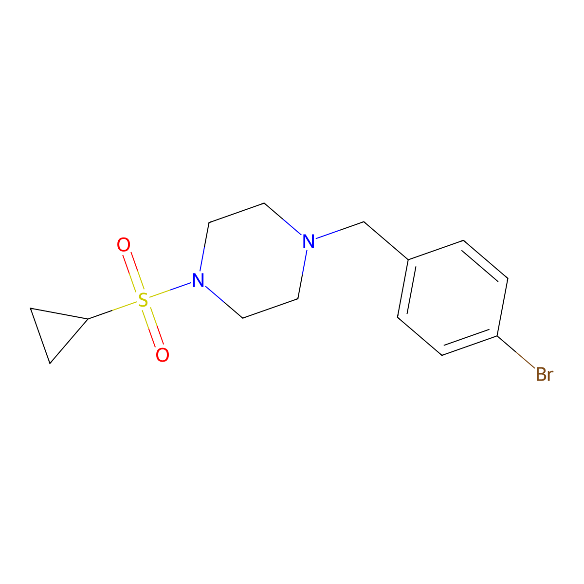 1-[(4-Bromophenyl)methyl]-4-(cyclopropanesulfonyl)piperazine molecular structure, CAS 2415468-79-8
