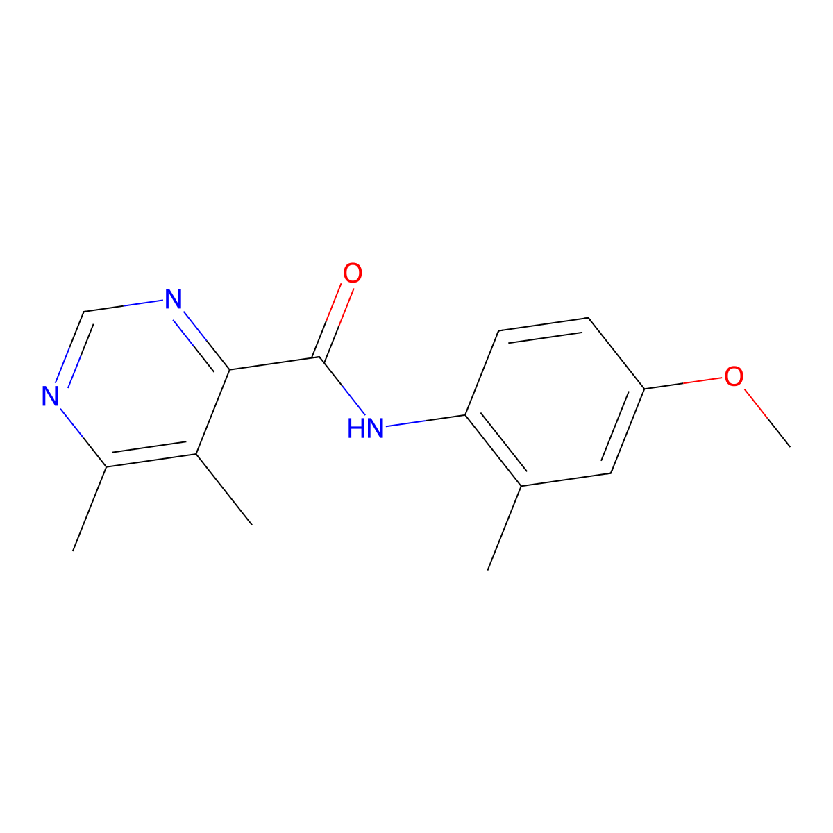 N-(4-Methoxy-2-methylphenyl)-5,6-dimethylpyrimidine-4-carboxamide molecular structure, CAS 2415468-80-1