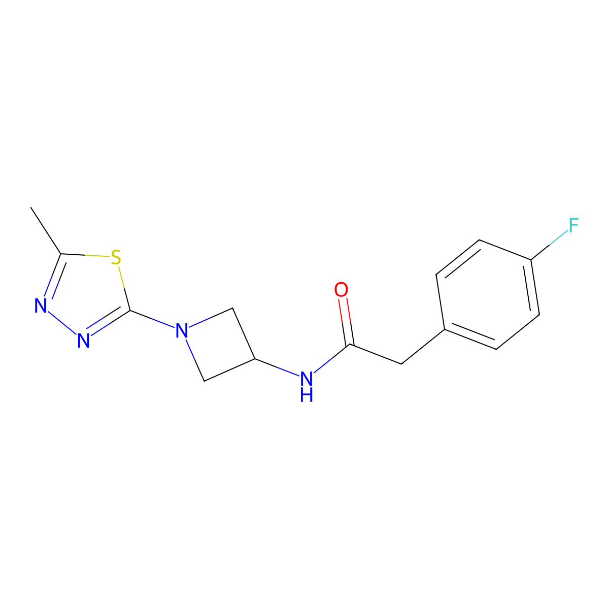 2-(4-fluorophenyl)-N-[1-(5-methyl-1,3,4-thiadiazol-2-yl)azetidin-3-yl]acetamide molecular structure, CAS 2415468-85-6