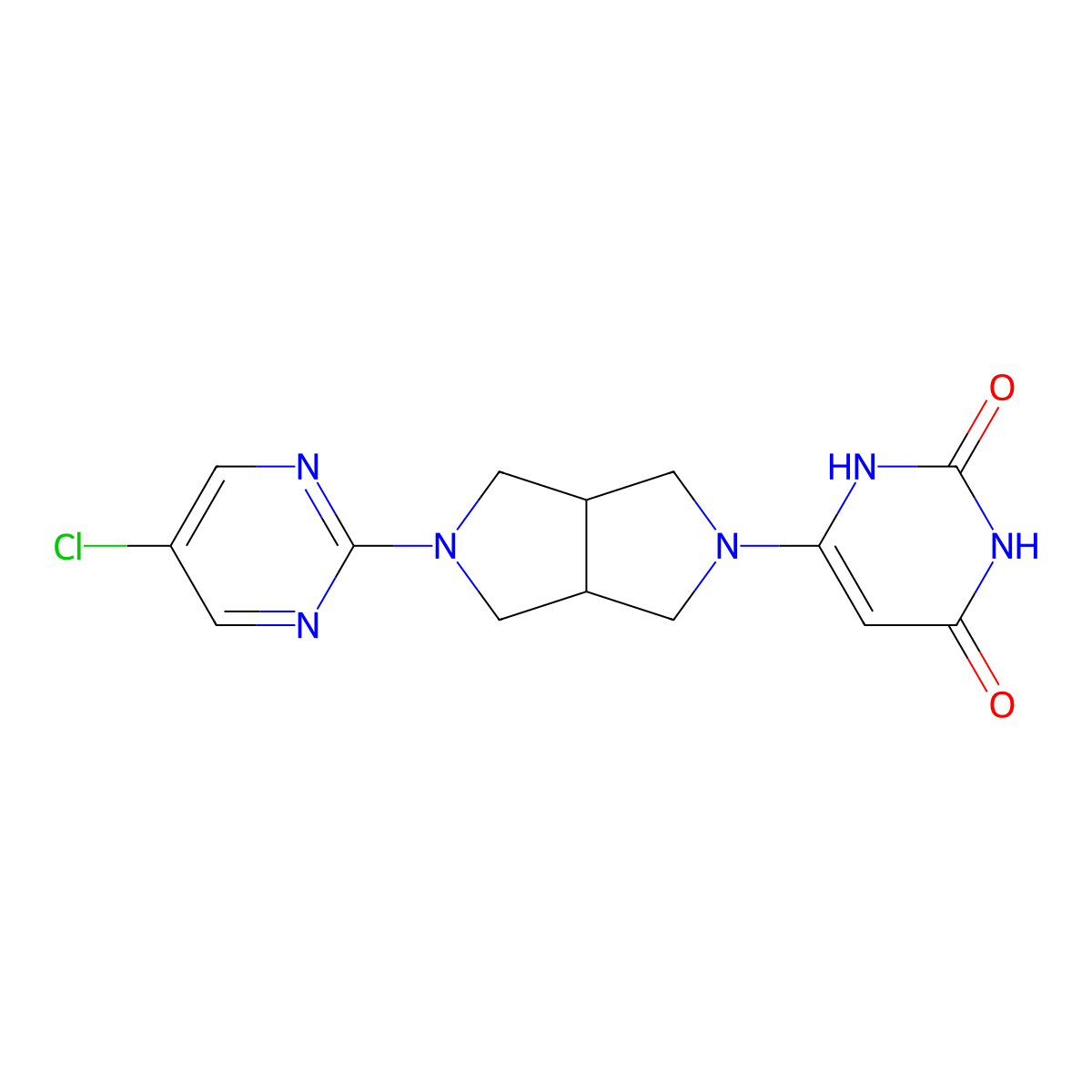 6-[5-(5-Chloropyrimidin-2-yl)-octahydropyrrolo[3,4-c]pyrrol-2-yl]-1,2,3,4-tetrahydropyrimidine-2,4-dione molecular structure, CAS 2415468-88-9