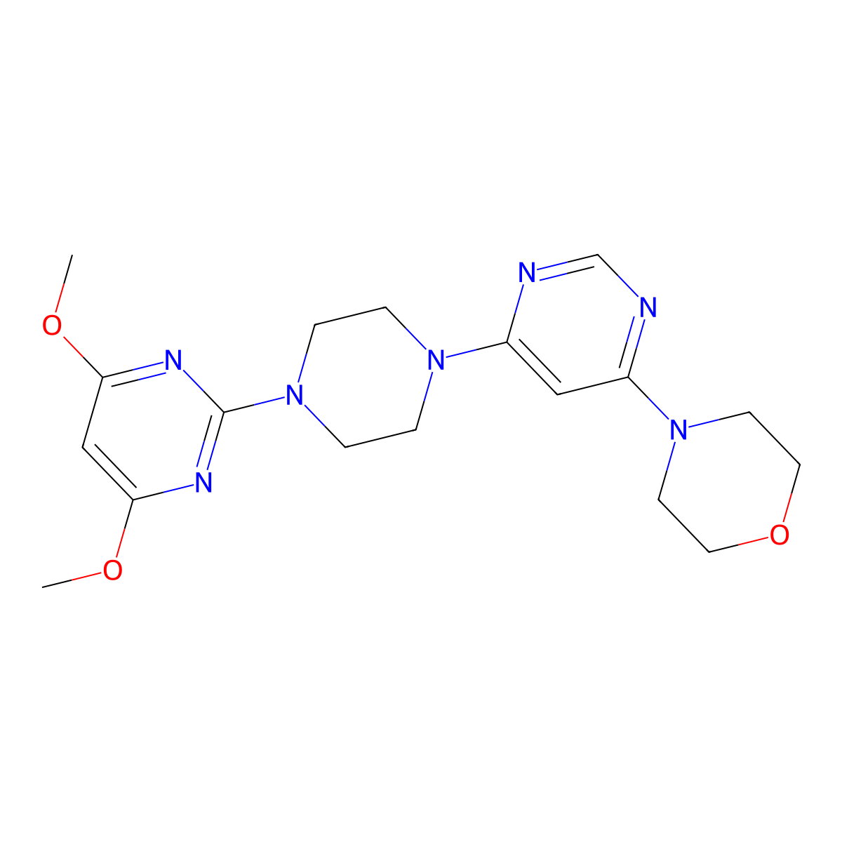 4-{6-[4-(4,6-Dimethoxypyrimidin-2-yl)piperazin-1-yl]pyrimidin-4-yl}morpholine molecular structure, CAS 2415468-92-5