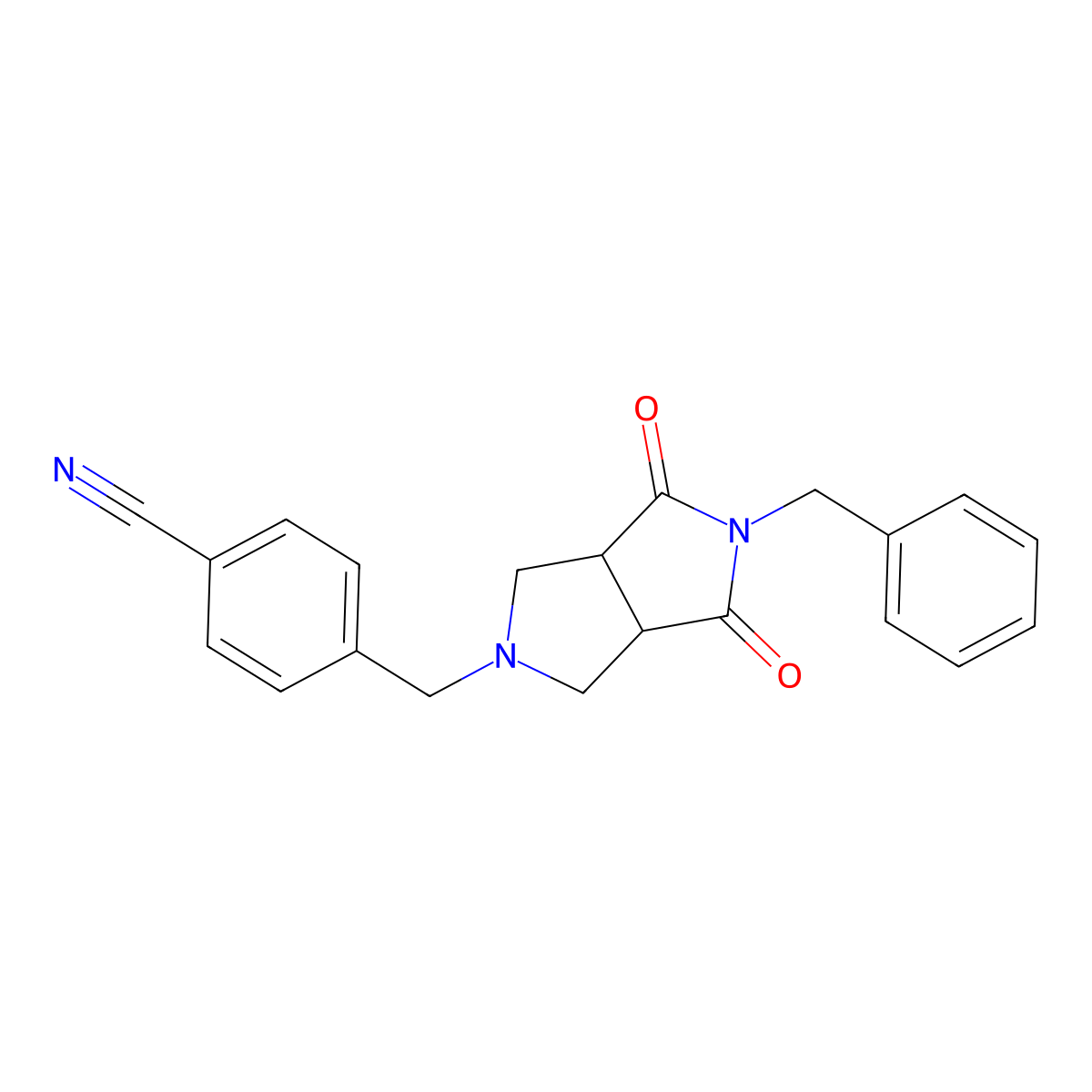 4-({5-Benzyl-4,6-dioxo-octahydropyrrolo[3,4-c]pyrrol-2-yl}methyl)benzonitrile molecular structure, CAS 2415468-95-8