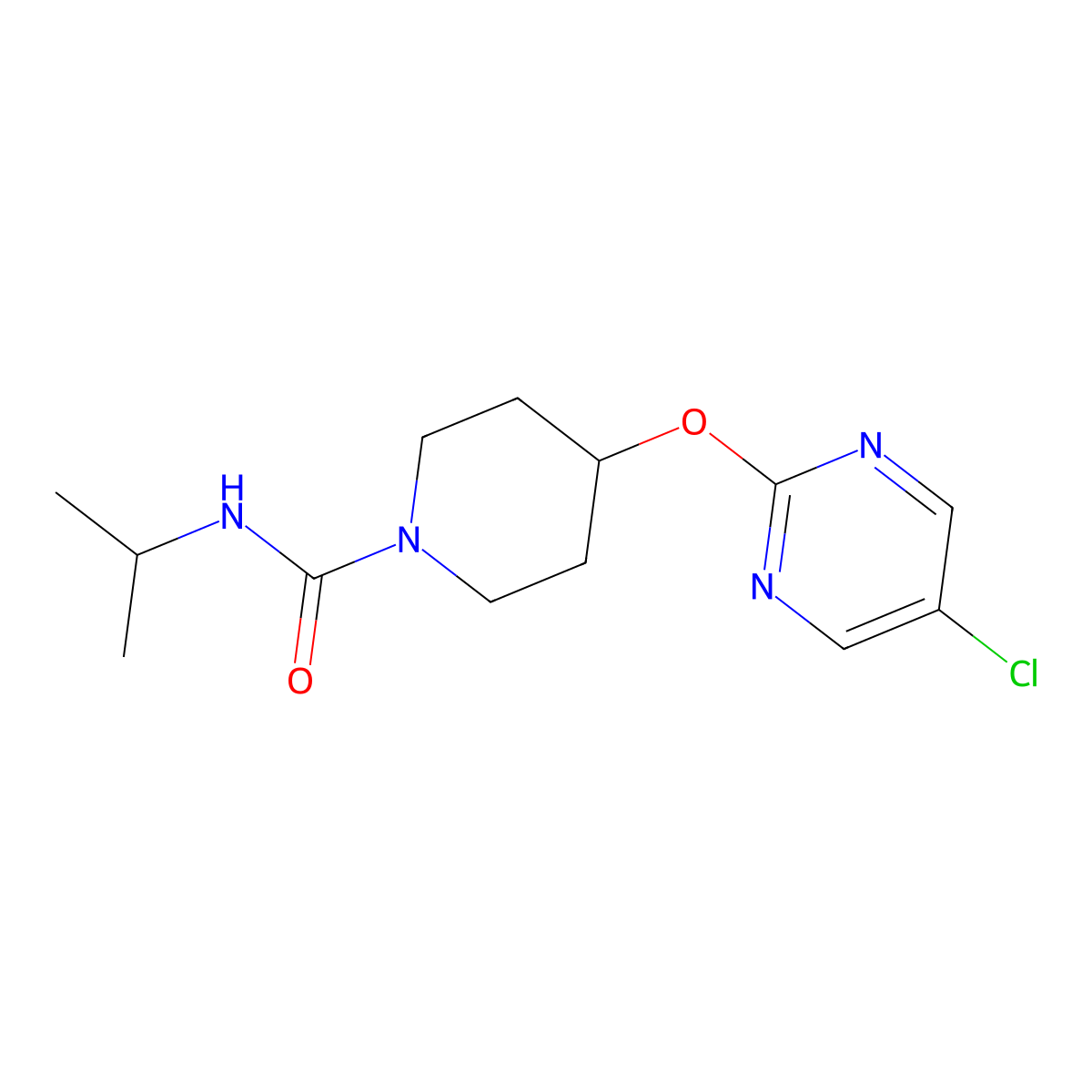 4-[(5-chloropyrimidin-2-yl)oxy]-N-(propan-2-yl)piperidine-1-carboxamide molecular structure, CAS 2415468-96-9