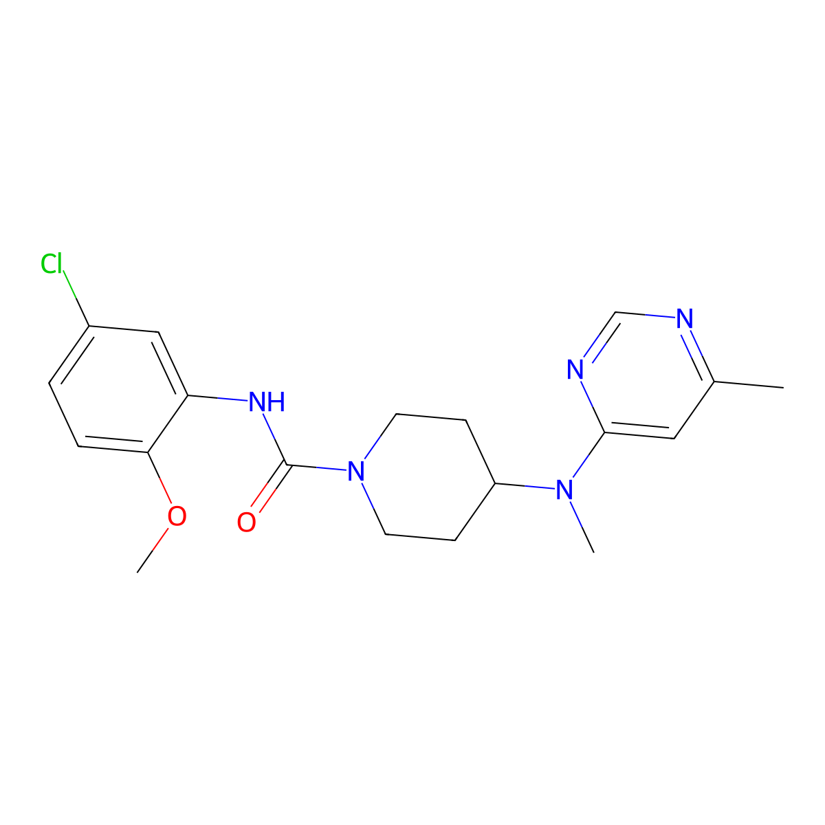 N-(5-chloro-2-methoxyphenyl)-4-[methyl(6-methylpyrimidin-4-yl)amino]piperidine-1-carboxamide molecular structure, CAS 2415468-98-1