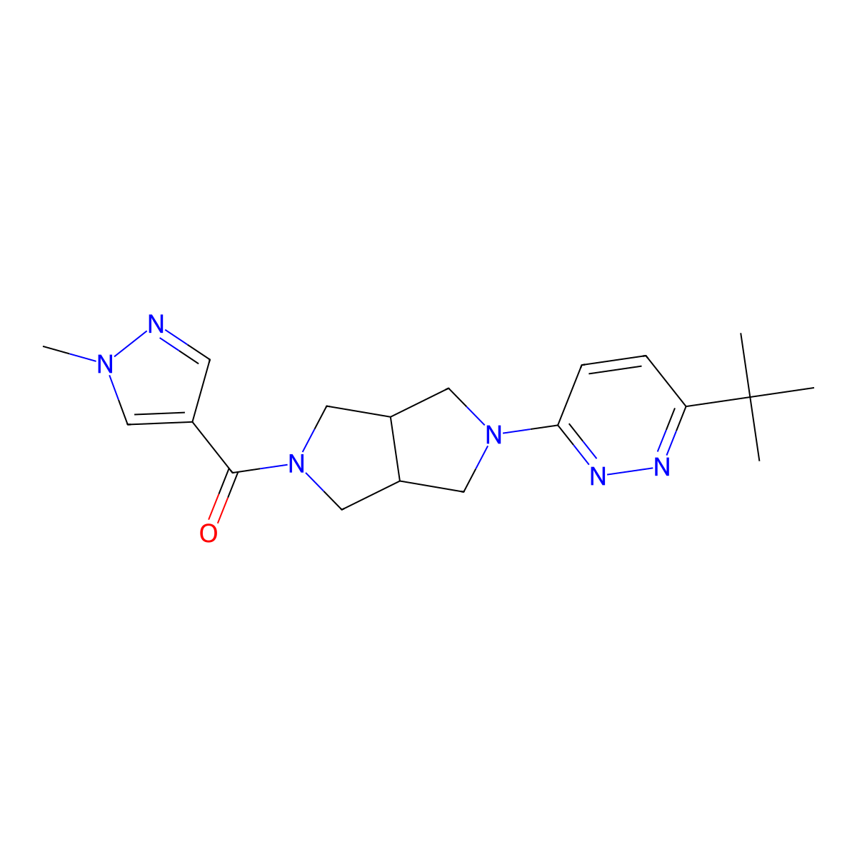 3-tert-butyl-6-[5-(1-methyl-1H-pyrazole-4-carbonyl)-octahydropyrrolo[3,4-c]pyrrol-2-yl]pyridazine molecular structure, CAS 2415469-04-2
