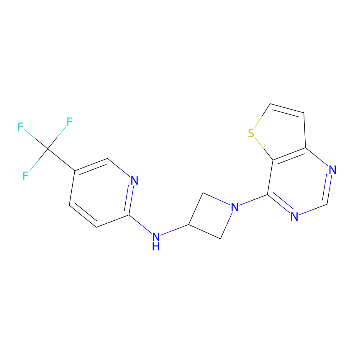 N-(1-{thieno[3,2-d]pyrimidin-4-yl}azetidin-3-yl)-5-(trifluoromethyl)pyridin-2-amine molecular structure, CAS 2415469-12-2