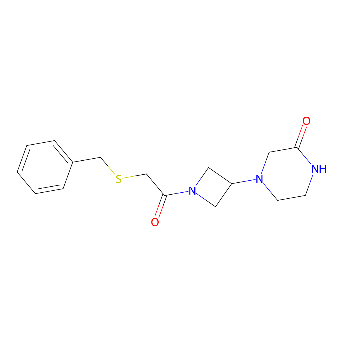 4-{1-[2-(Benzylsulfanyl)acetyl]azetidin-3-yl}piperazin-2-one molecular structure, CAS 2415469-13-3