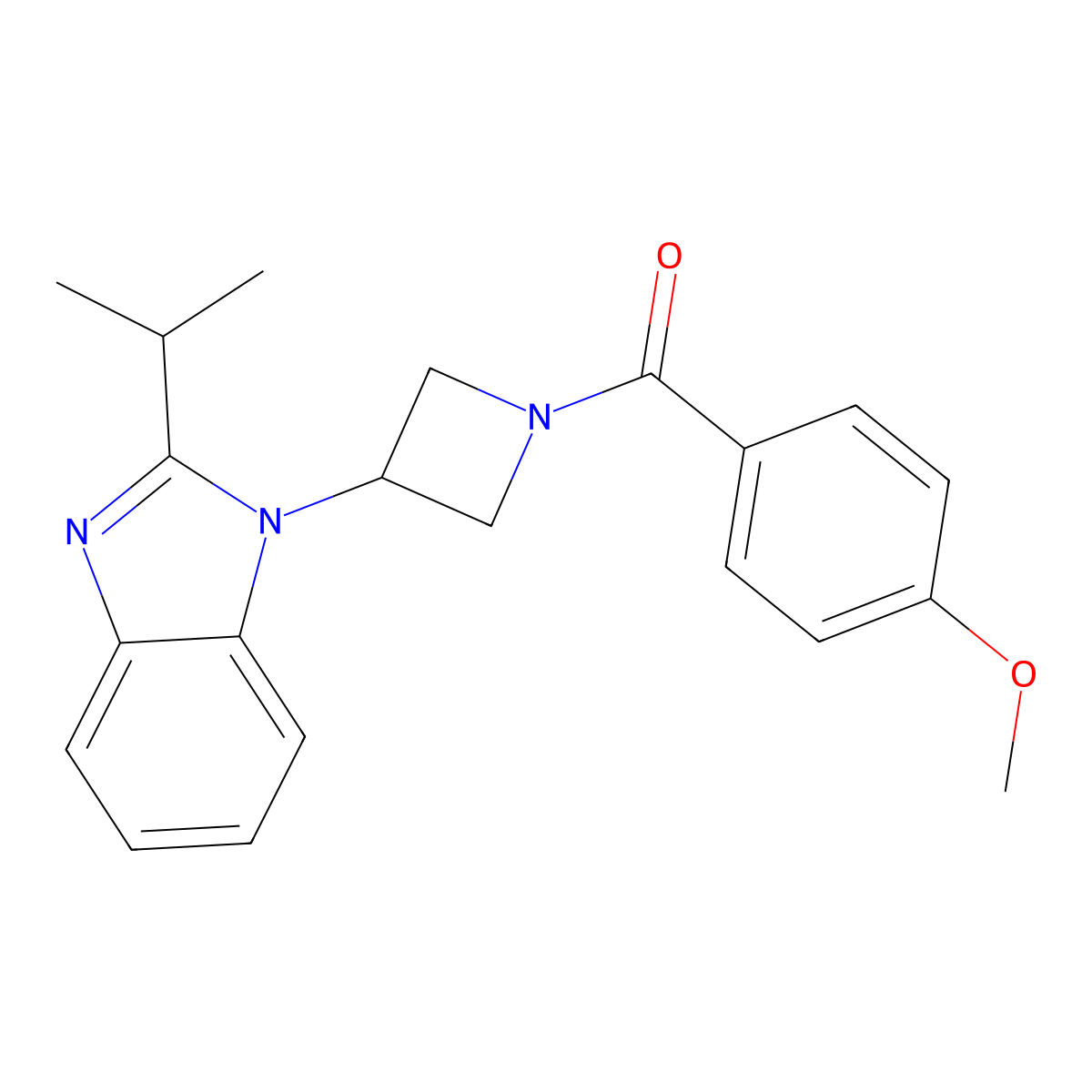 1-[1-(4-methoxybenzoyl)azetidin-3-yl]-2-(propan-2-yl)-1H-1,3-benzodiazole molecular structure, CAS 2415469-16-6
