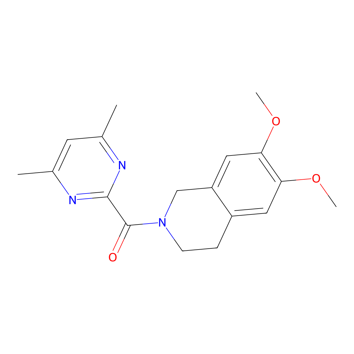 2-(4,6-Dimethylpyrimidine-2-carbonyl)-6,7-dimethoxy-1,2,3,4-tetrahydroisoquinoline molecular structure, CAS 2415469-17-7