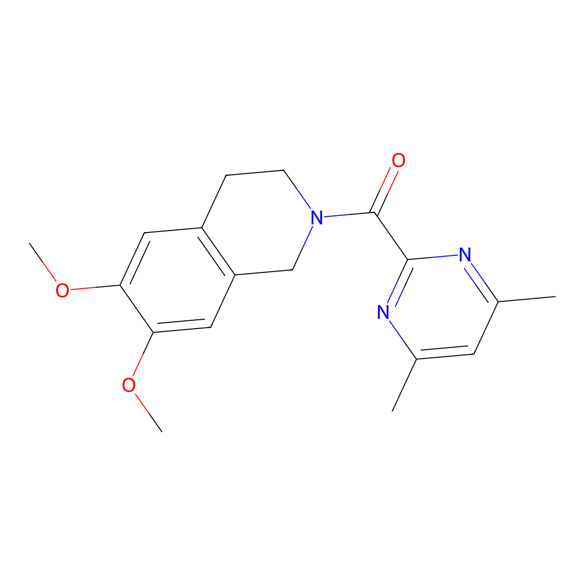 2-(4,6-Dimethylpyrimidine-2-carbonyl)-6,7-dimethoxy-1,2,3,4-tetrahydroisoquinoline molecular structure, CAS 2415469-17-7