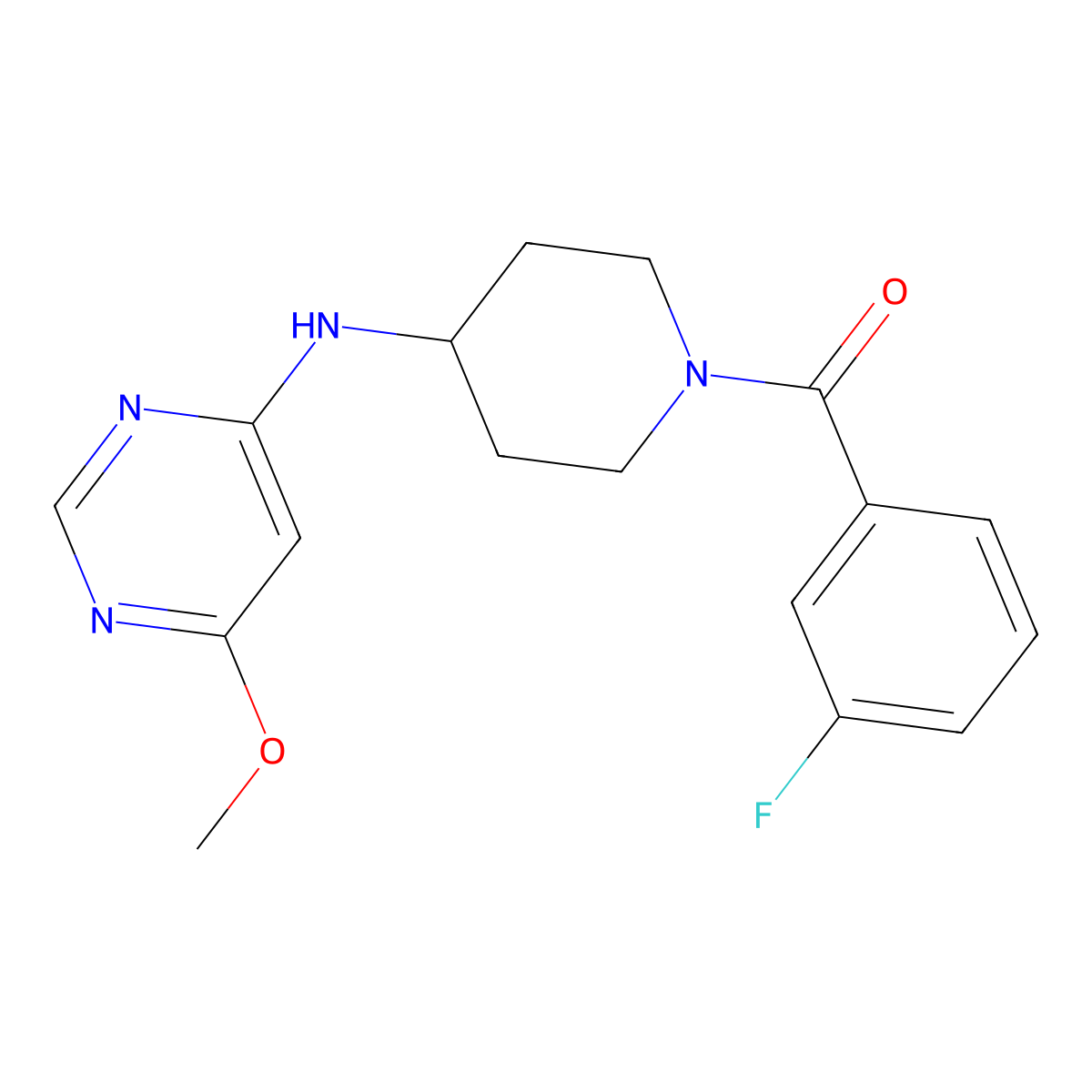 N-[1-(3-fluorobenzoyl)piperidin-4-yl]-6-methoxypyrimidin-4-amine molecular structure, CAS 2415469-18-8