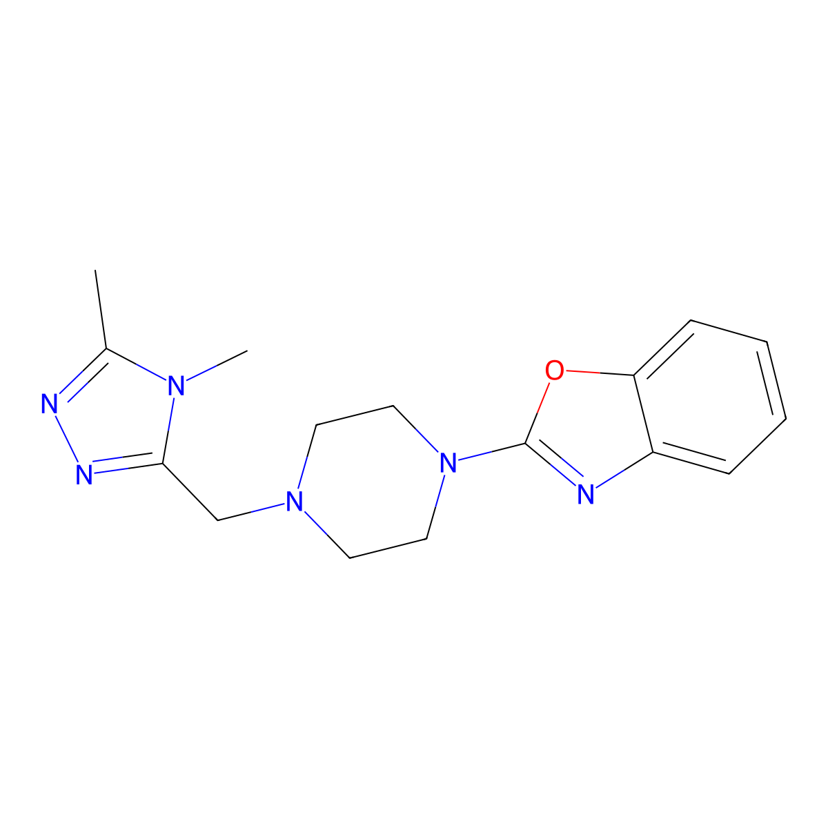 2-{4-[(4,5-dimethyl-4H-1,2,4-triazol-3-yl)methyl]piperazin-1-yl}-1,3-benzoxazole molecular structure, CAS 2415469-20-2
