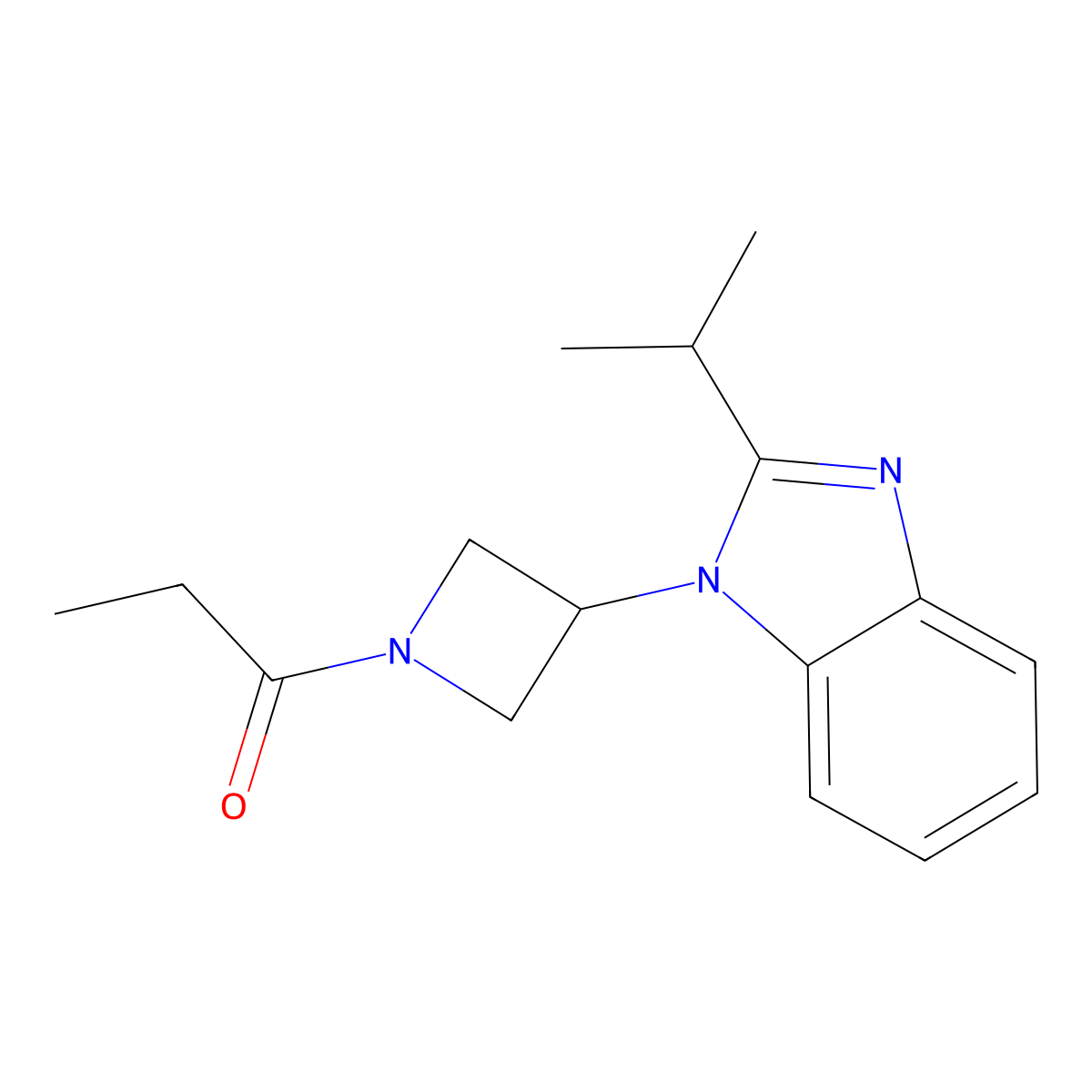 1-{3-[2-(propan-2-yl)-1H-1,3-benzodiazol-1-yl]azetidin-1-yl}propan-1-one molecular structure, CAS 2415469-22-4