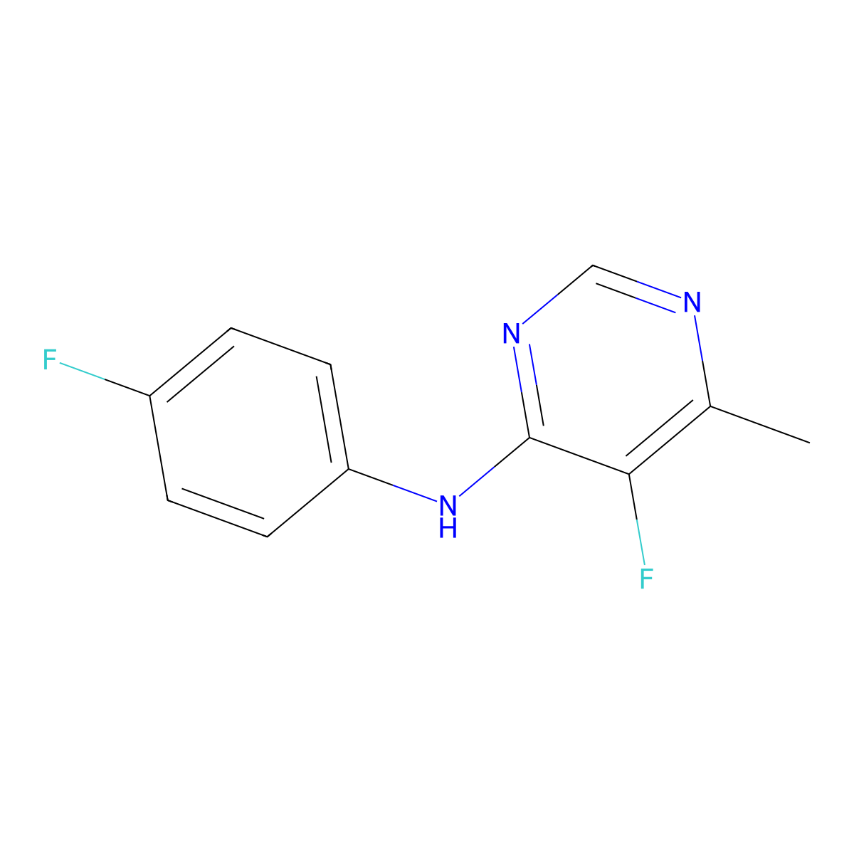 5-fluoro-N-(4-fluorophenyl)-6-methylpyrimidin-4-amine molecular structure, CAS 2415469-26-8
