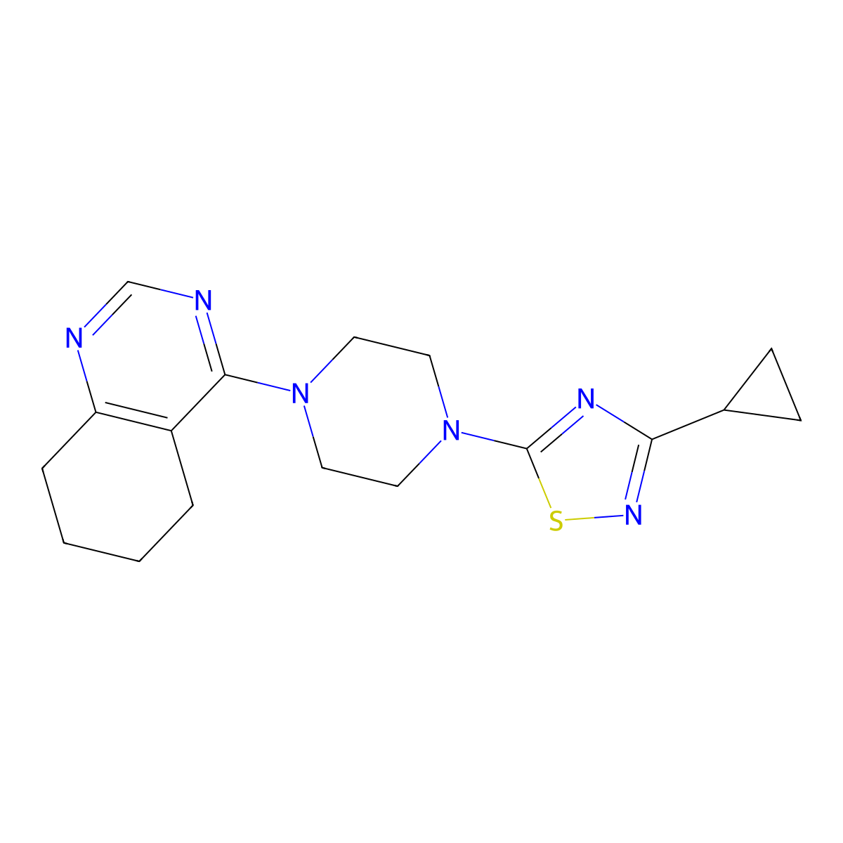 4-[4-(3-Cyclopropyl-1,2,4-thiadiazol-5-yl)piperazin-1-yl]-5,6,7,8-tetrahydroquinazoline molecular structure, CAS 2415469-29-1