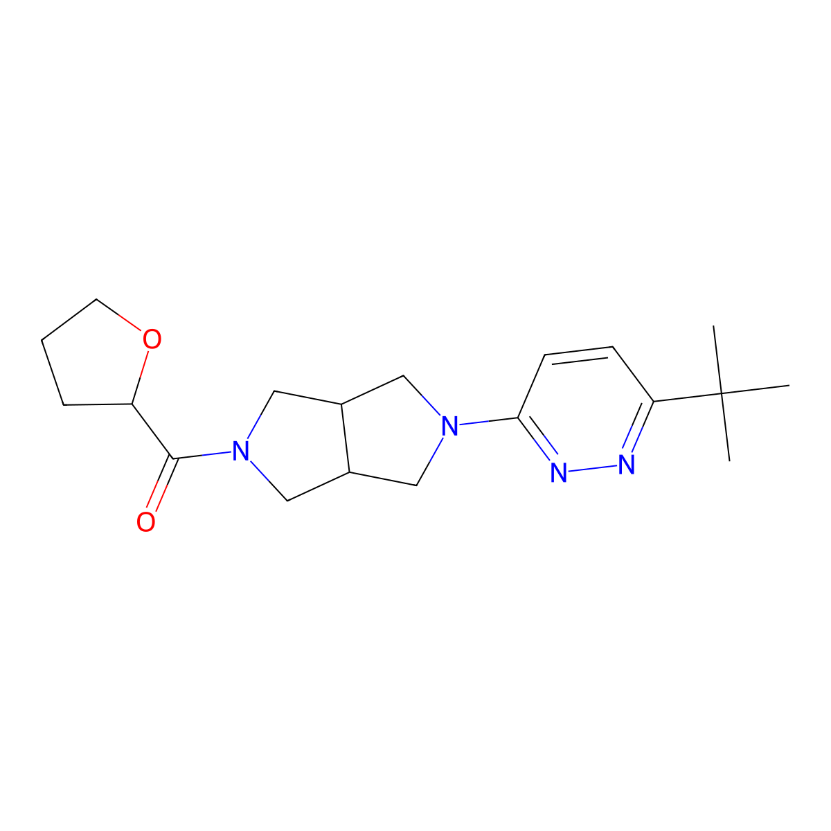 3-Tert-butyl-6-[5-(oxolane-2-carbonyl)-octahydropyrrolo[3,4-c]pyrrol-2-yl]pyridazine molecular structure, CAS 2415469-34-8