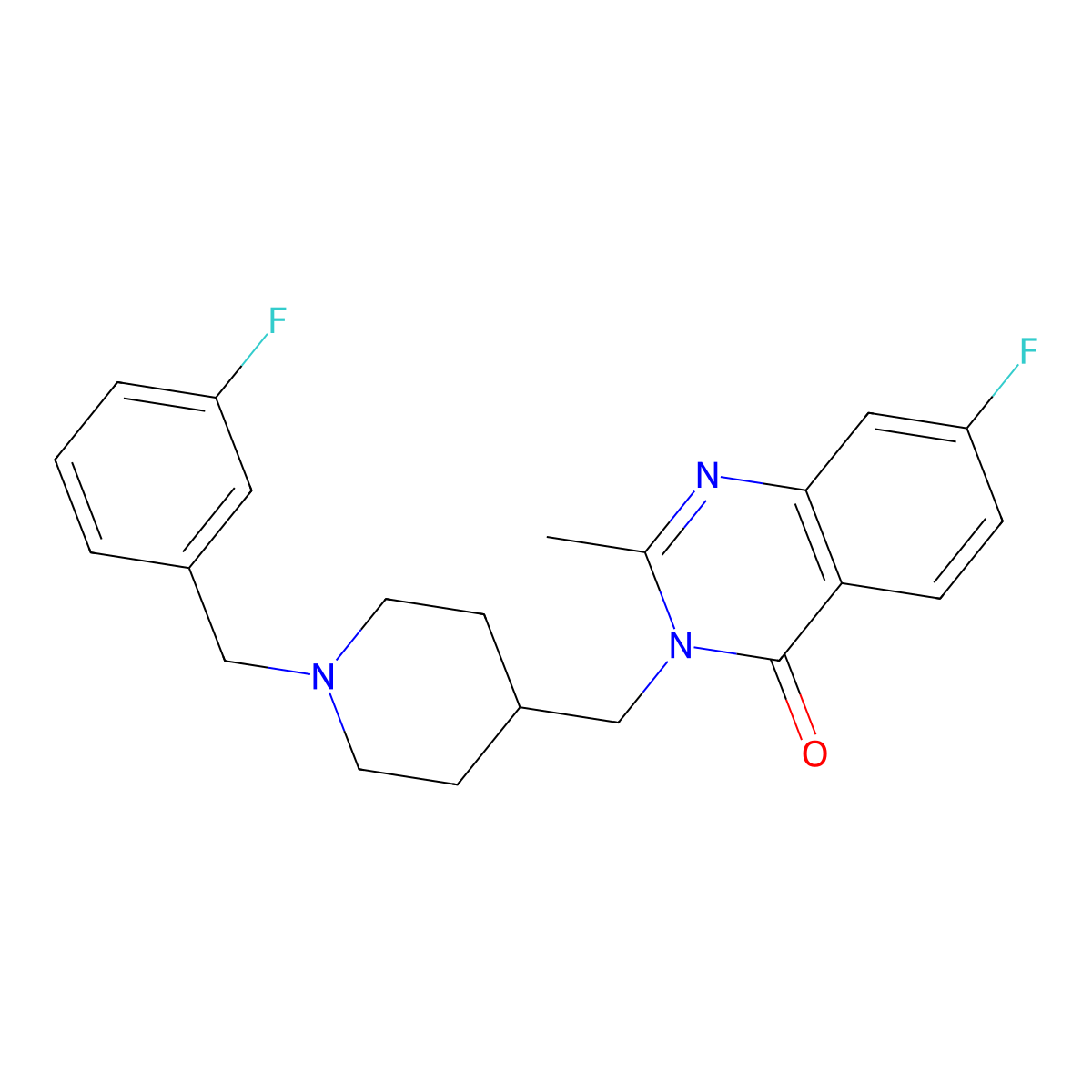 7-Fluoro-3-({1-[(3-fluorophenyl)methyl]piperidin-4-yl}methyl)-2-methyl-3,4-dihydroquinazolin-4-one molecular structure, CAS 2415469-37-1