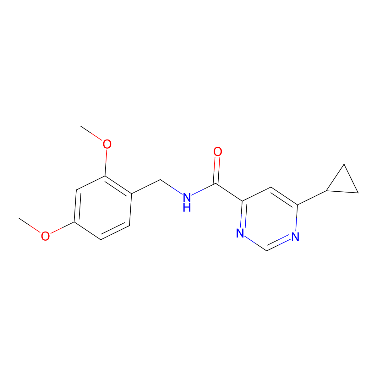 6-Cyclopropyl-N-[(2,4-dimethoxyphenyl)methyl]pyrimidine-4-carboxamide molecular structure, CAS 2415469-40-6