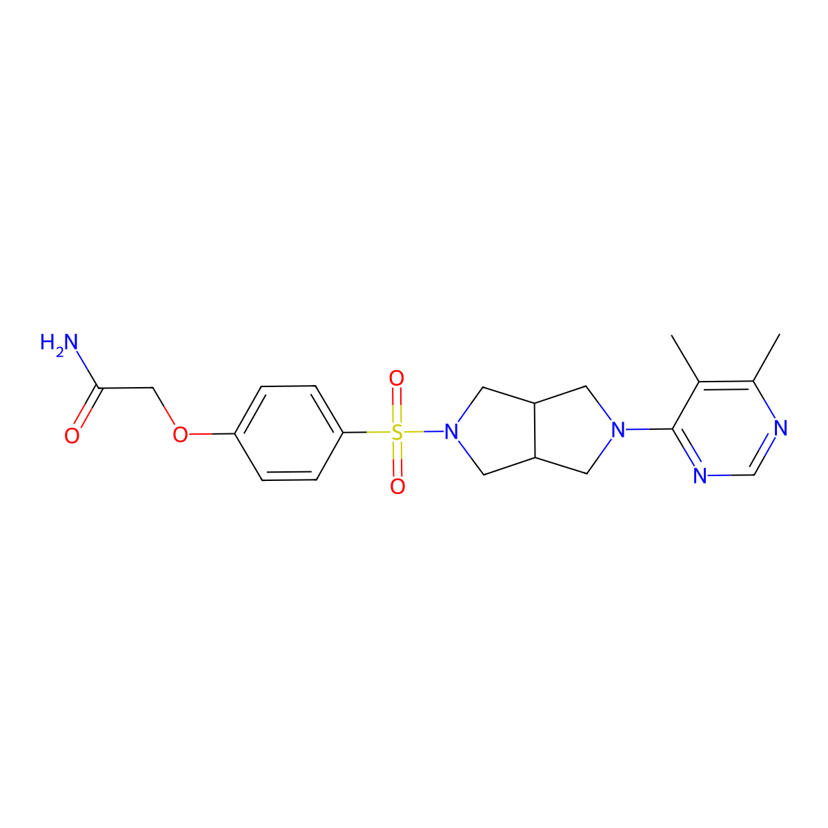 2-(4-{[5-(5,6-Dimethylpyrimidin-4-yl)-octahydropyrrolo[3,4-c]pyrrol-2-yl]sulfonyl}phenoxy)acetamide molecular structure, CAS 2415469-48-4