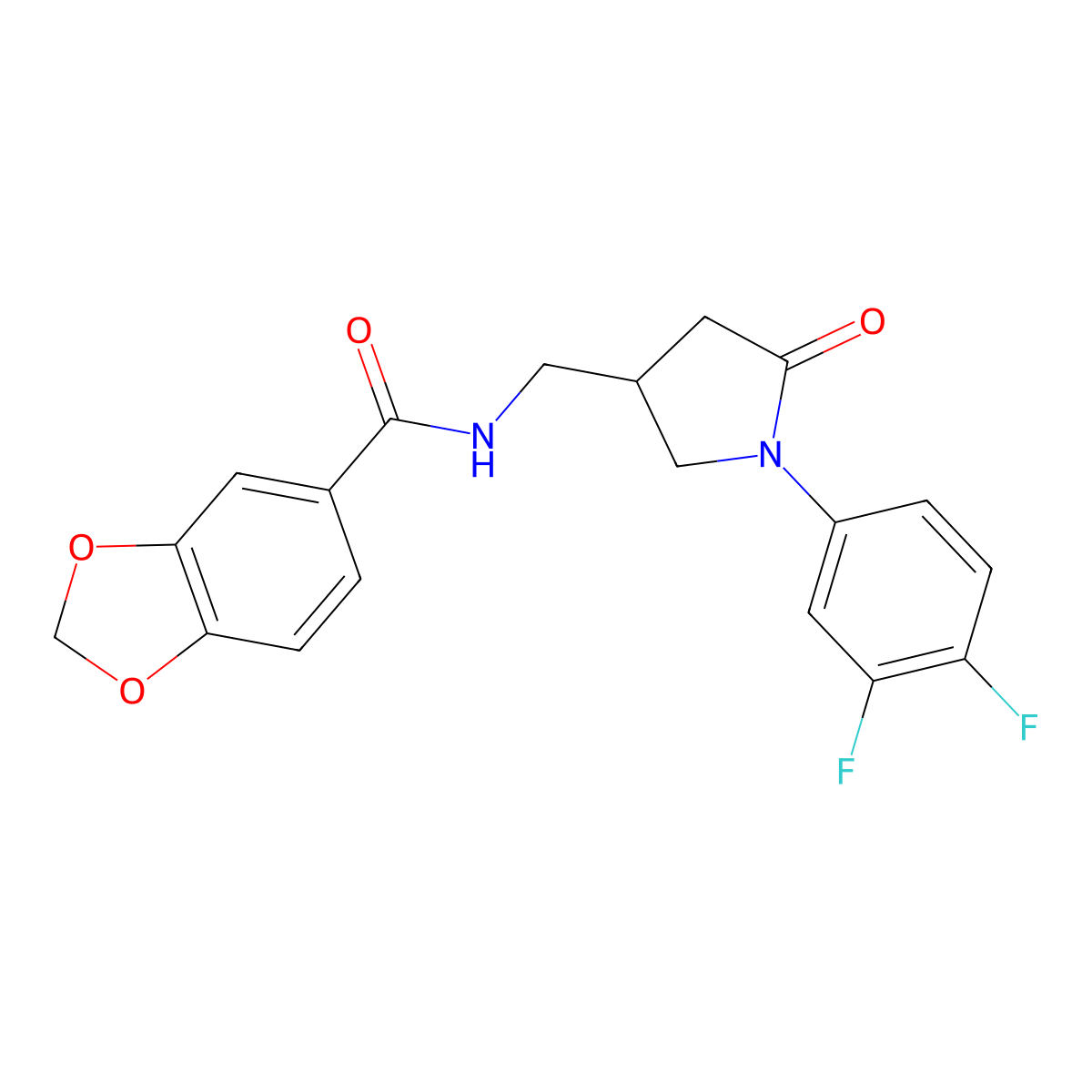 N-{[1-(3,4-difluorophenyl)-5-oxopyrrolidin-3-yl]methyl}-2H-1,3-benzodioxole-5-carboxamide molecular structure, CAS 2415469-49-5