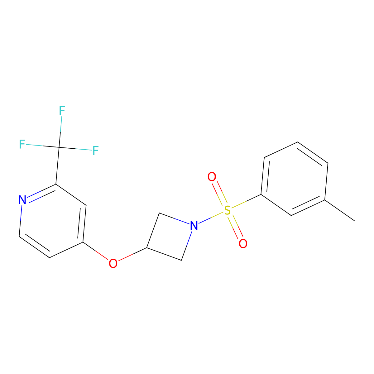 4-{[1-(3-Methylbenzenesulfonyl)azetidin-3-yl]oxy}-2-(trifluoromethyl)pyridine molecular structure, CAS 2415469-54-2