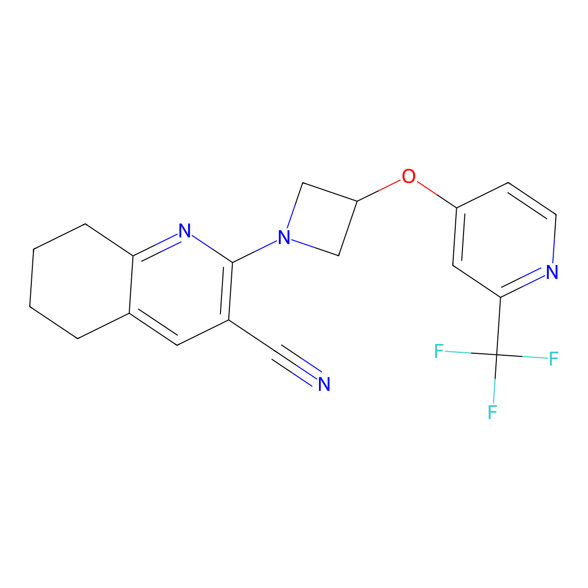 2-(3-{[2-(Trifluoromethyl)pyridin-4-yl]oxy}azetidin-1-yl)-5,6,7,8-tetrahydroquinoline-3-carbonitrile molecular structure, CAS 2415469-55-3