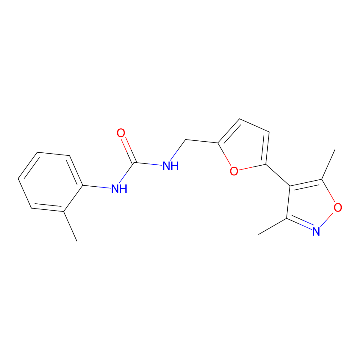 3-{[5-(3,5-Dimethyl-1,2-oxazol-4-yl)furan-2-yl]methyl}-1-(2-methylphenyl)urea molecular structure, CAS 2415469-60-0
