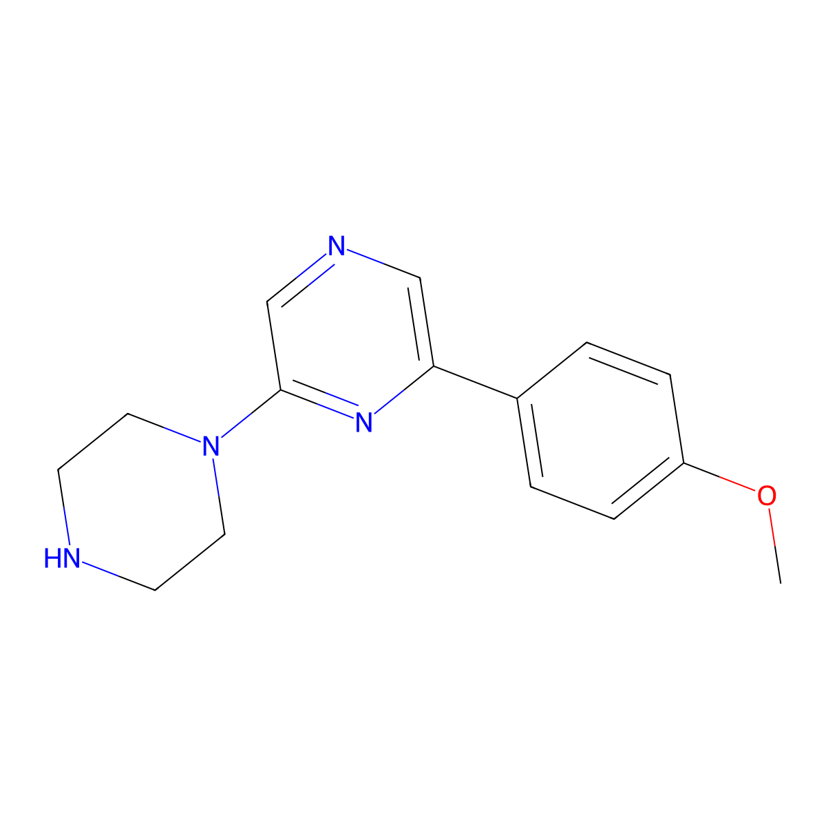 2-(4-Methoxyphenyl)-6-piperazin-1-ylpyrazine molecular structure, CAS 2415469-61-1