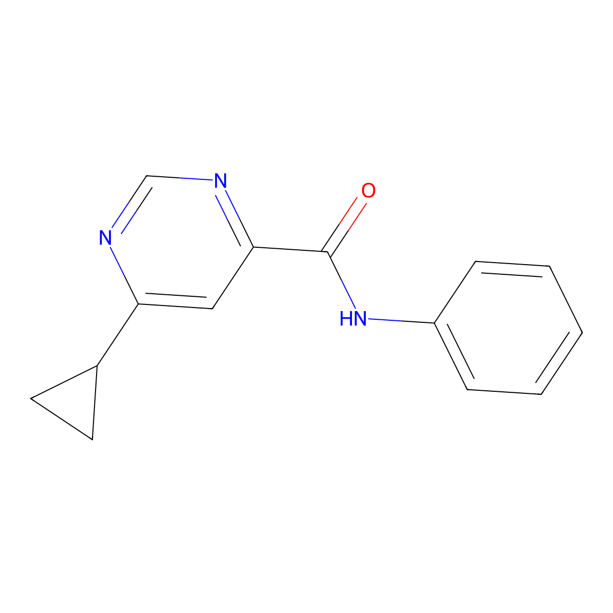 6-Cyclopropyl-N-phenylpyrimidine-4-carboxamide molecular structure, CAS 2415469-64-4