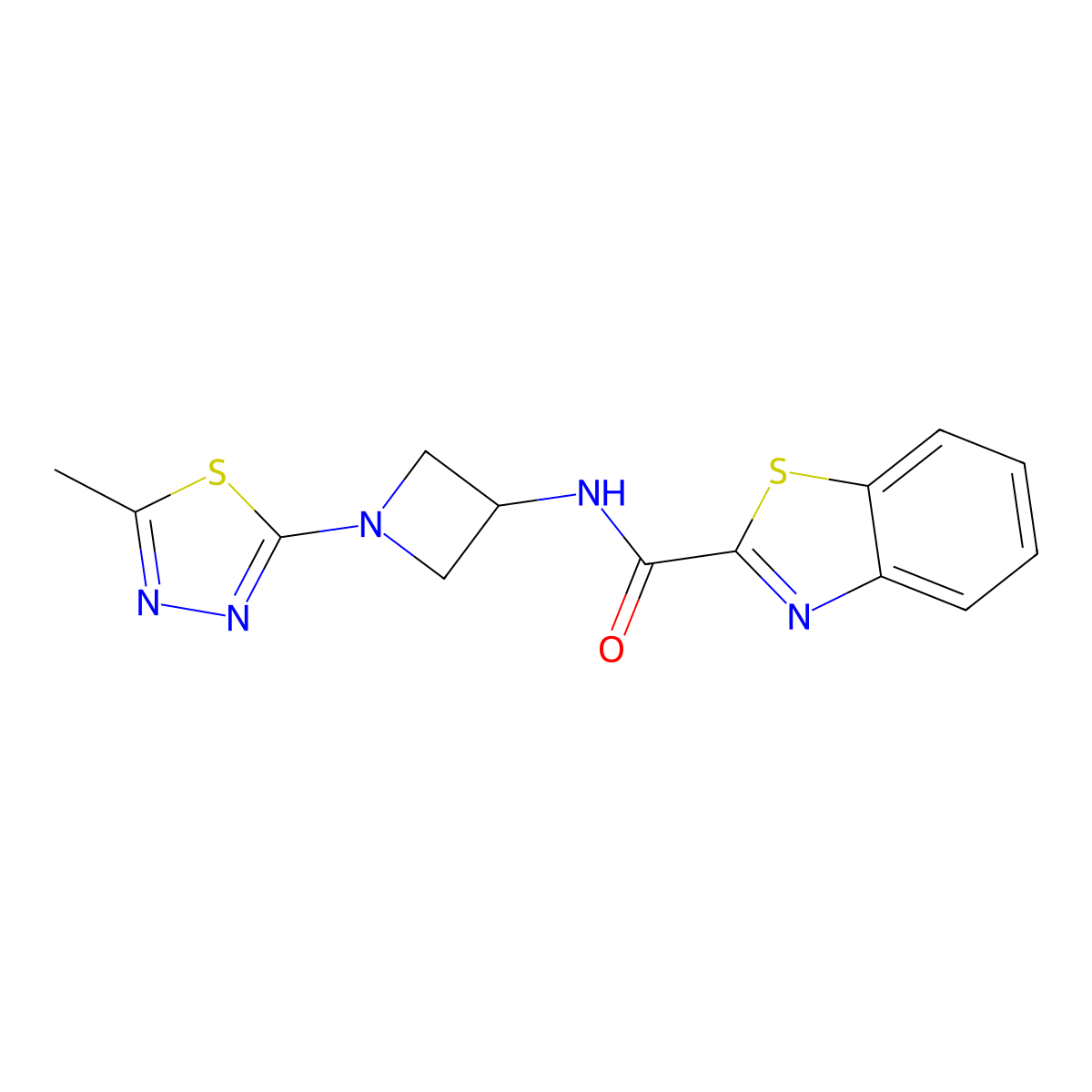N-[1-(5-Methyl-1,3,4-thiadiazol-2-yl)azetidin-3-yl]-1,3-benzothiazole-2-carboxamide molecular structure, CAS 2415469-68-8