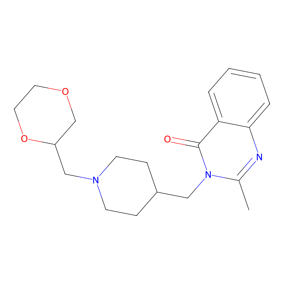 3-({1-[(1,4-Dioxan-2-yl)methyl]piperidin-4-yl}methyl)-2-methyl-3,4-dihydroquinazolin-4-one molecular structure, CAS 2415469-71-3