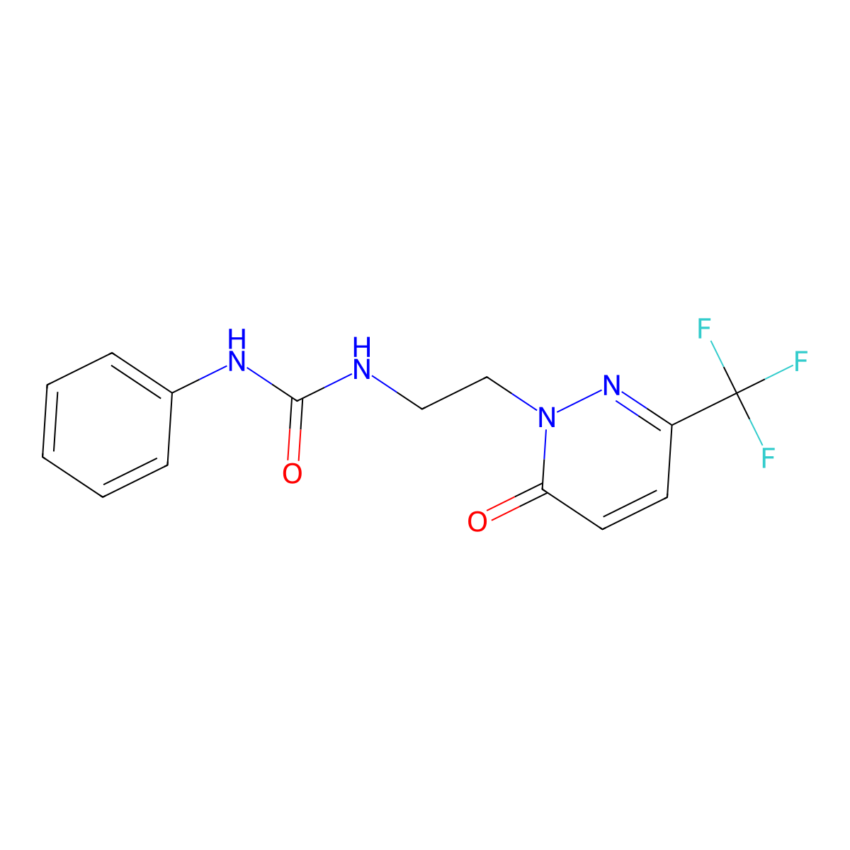 3-{2-[6-Oxo-3-(trifluoromethyl)-1,6-dihydropyridazin-1-yl]ethyl}-1-phenylurea molecular structure, CAS 2415469-75-7