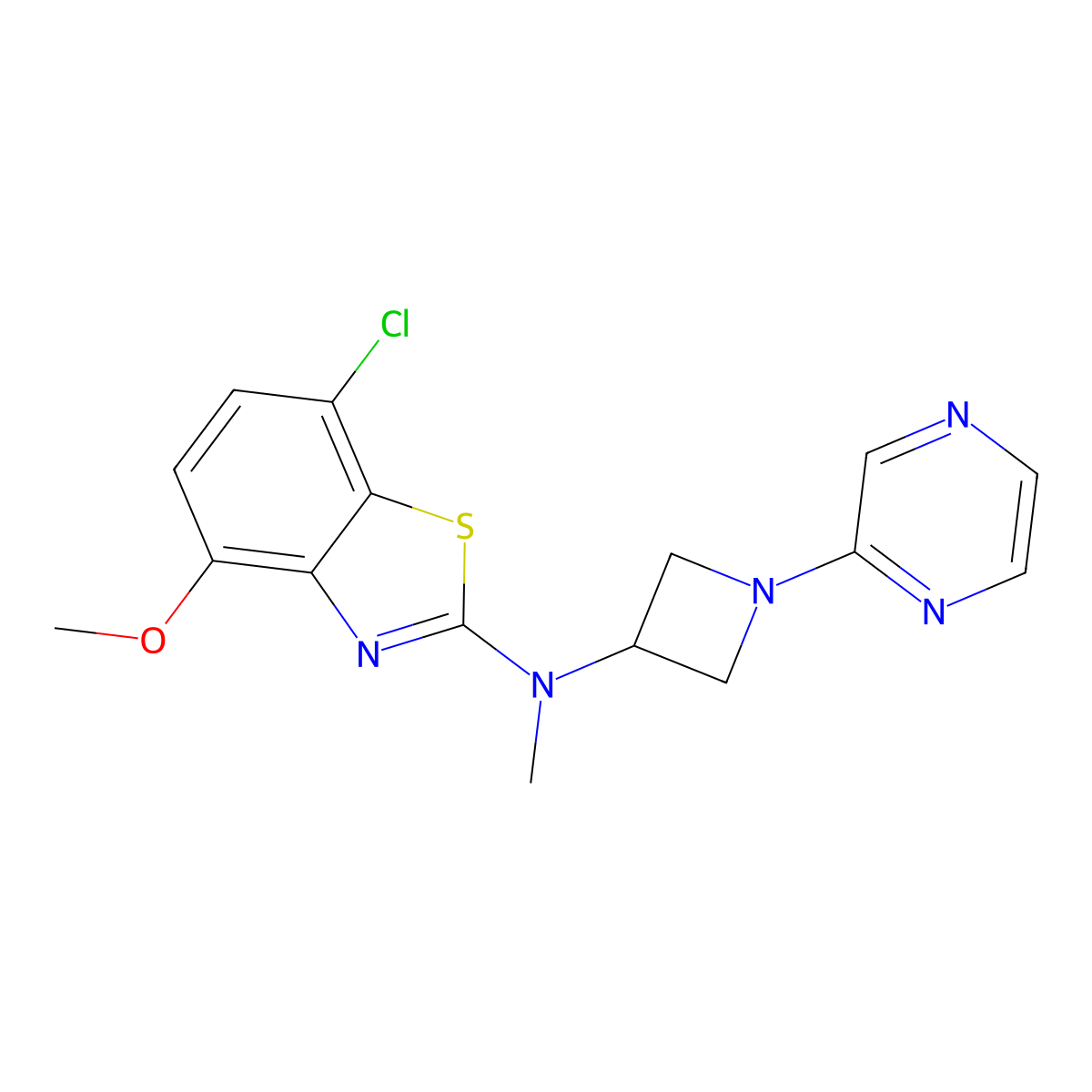 7-chloro-4-methoxy-N-methyl-N-[1-(pyrazin-2-yl)azetidin-3-yl]-1,3-benzothiazol-2-amine molecular structure, CAS 2415469-81-5