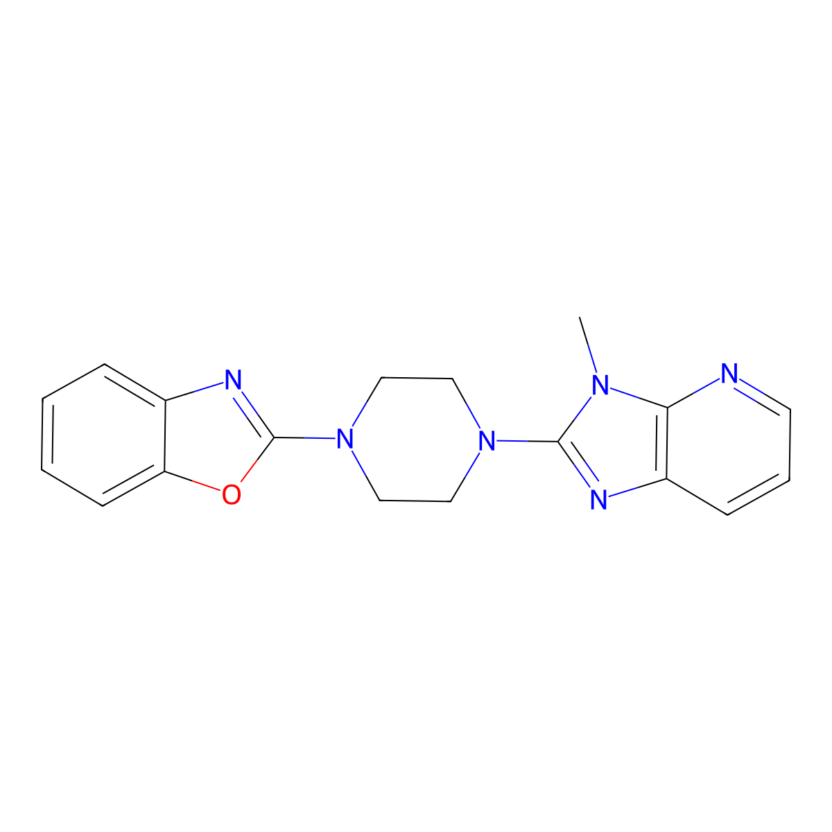 2-(4-{3-methyl-3H-imidazo[4,5-b]pyridin-2-yl}piperazin-1-yl)-1,3-benzoxazole molecular structure, CAS 2415469-84-8