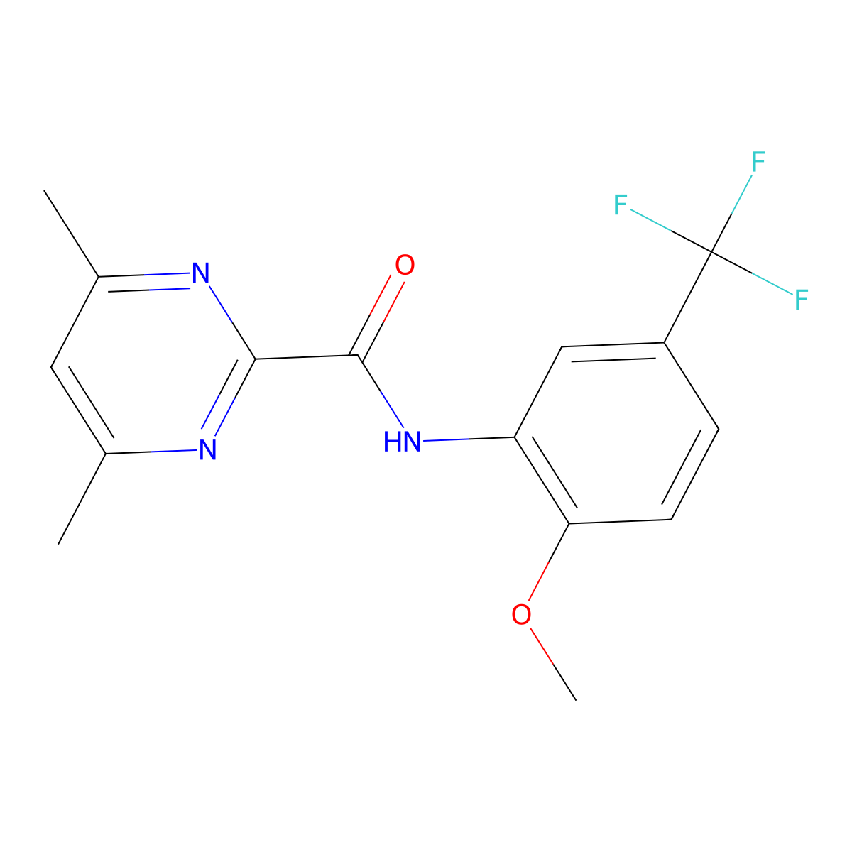 N-[2-Methoxy-5-(trifluoromethyl)phenyl]-4,6-dimethylpyrimidine-2-carboxamide molecular structure, CAS 2415469-85-9