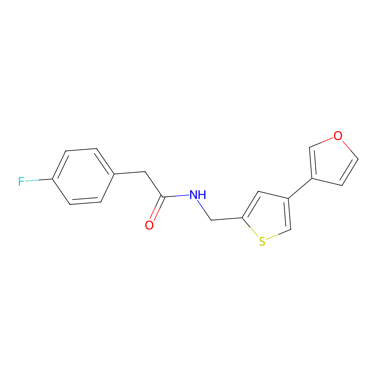 2-(4-fluorophenyl)-N-{[4-(furan-3-yl)thiophen-2-yl]methyl}acetamide molecular structure, CAS 2415469-86-0
