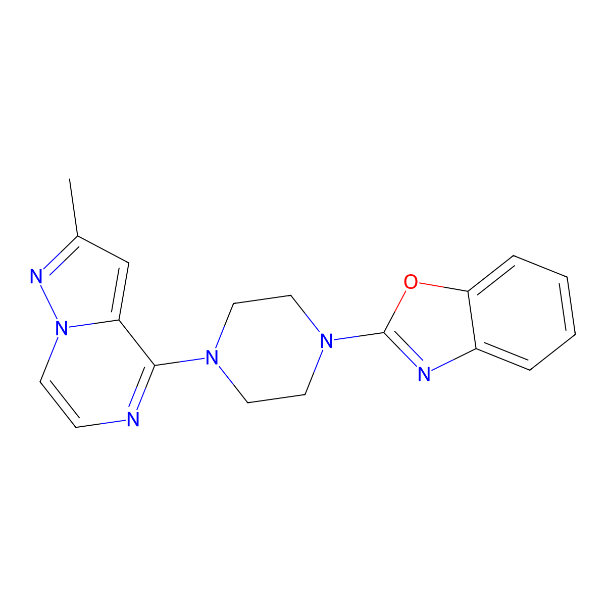 2-(4-{2-Methylpyrazolo[1,5-a]pyrazin-4-yl}piperazin-1-yl)-1,3-benzoxazole molecular structure, CAS 2415469-88-2