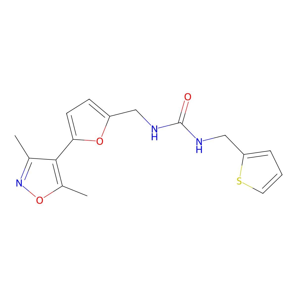 3-{[5-(3,5-Dimethyl-1,2-oxazol-4-yl)furan-2-yl]methyl}-1-[(thiophen-2-yl)methyl]urea molecular structure, CAS 2415469-98-4