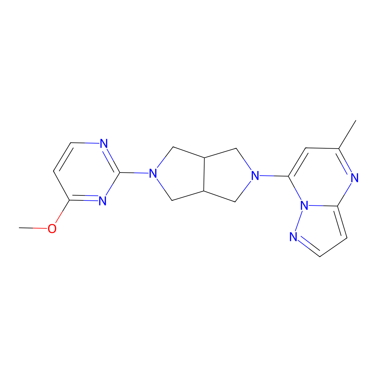 4-Methoxy-2-(5-{5-methylpyrazolo[1,5-a]pyrimidin-7-yl}-octahydropyrrolo[3,4-c]pyrrol-2-yl)pyrimidine molecular structure, CAS 2415470-01-6