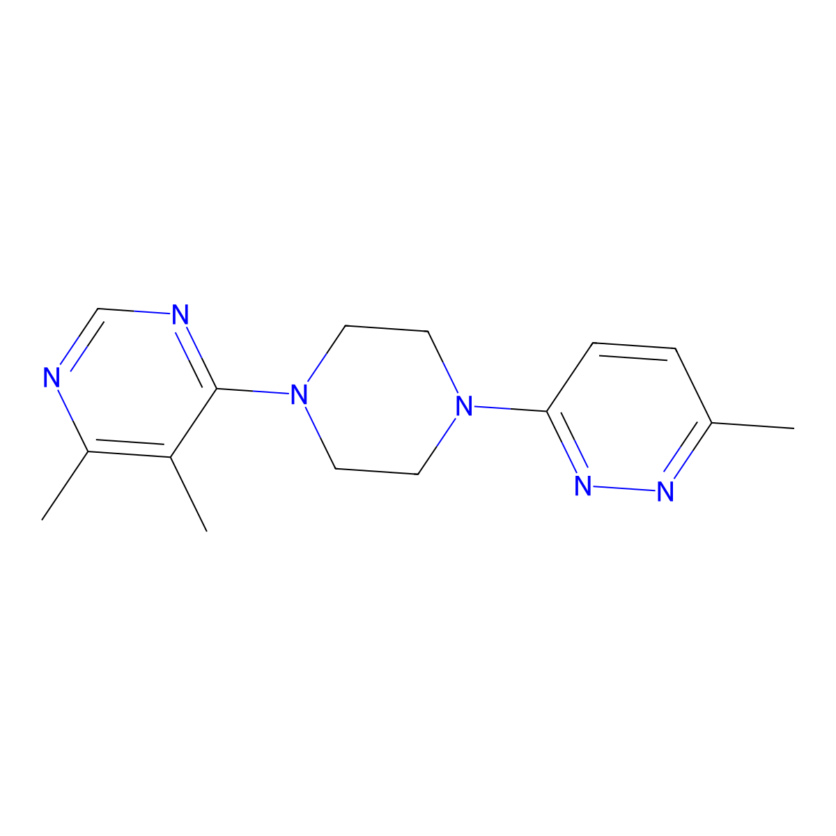 4,5-Dimethyl-6-[4-(6-methylpyridazin-3-yl)piperazin-1-yl]pyrimidine molecular structure, CAS 2415470-03-8