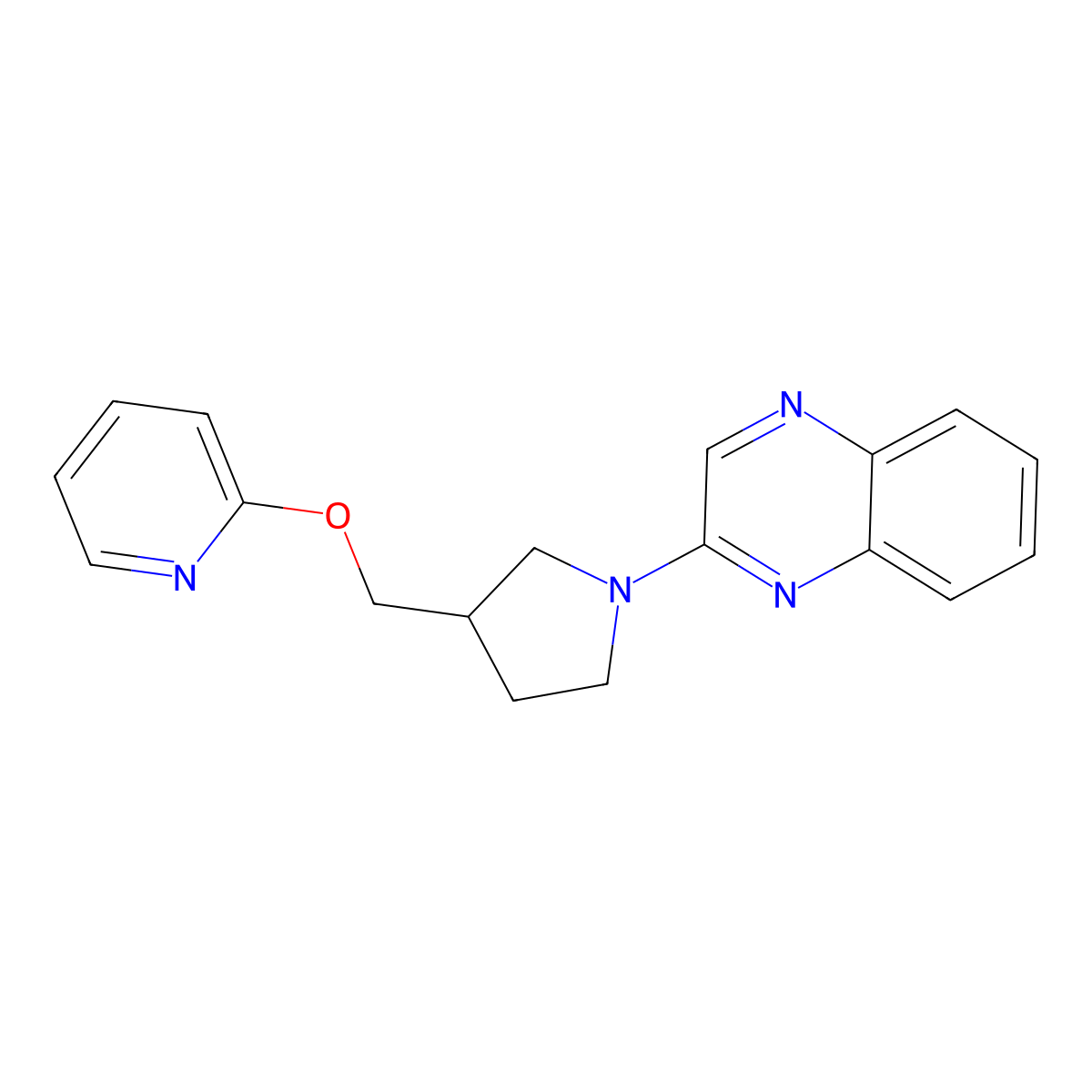 2-{3-[(Pyridin-2-yloxy)methyl]pyrrolidin-1-yl}quinoxaline molecular structure, CAS 2415470-06-1