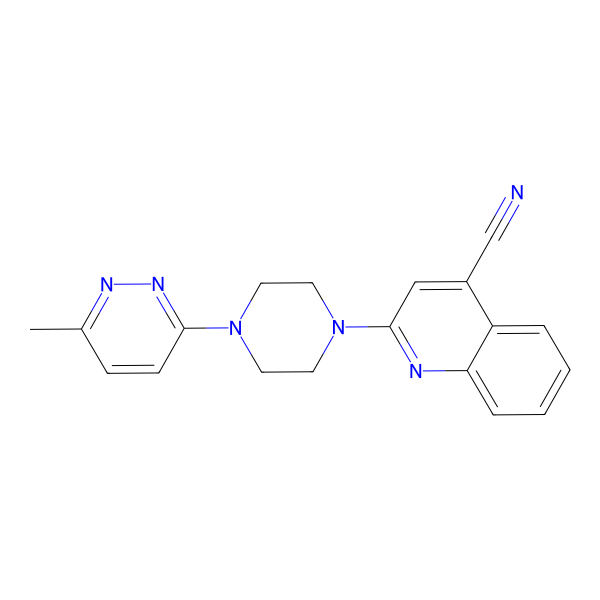 2-[4-(6-Methylpyridazin-3-yl)piperazin-1-yl]quinoline-4-carbonitrile molecular structure, CAS 2415470-10-7