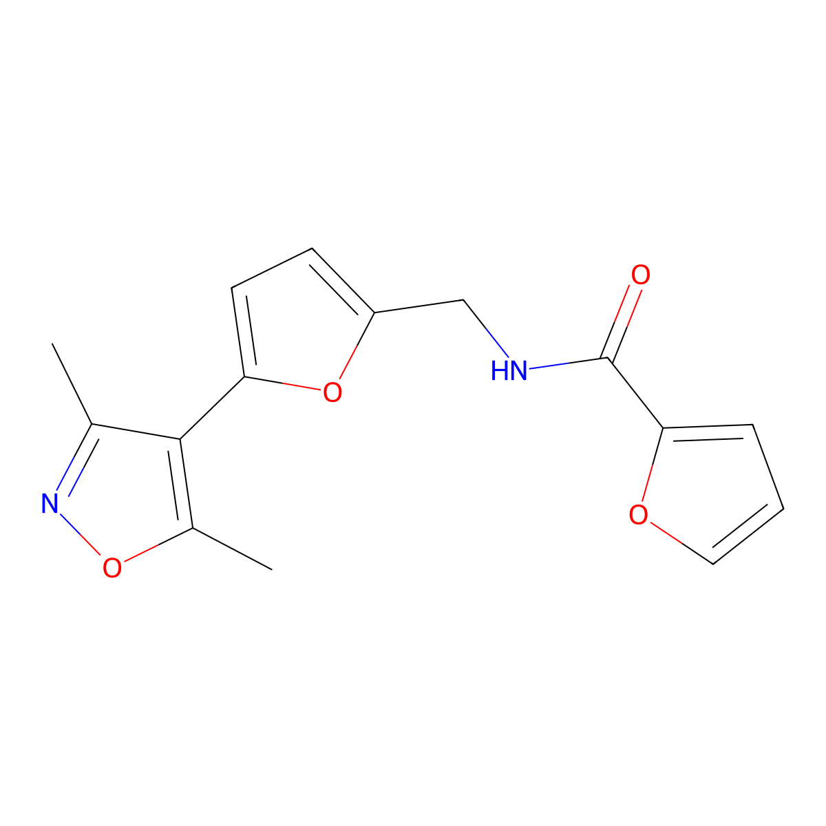 N-{[5-(3,5-dimethyl-1,2-oxazol-4-yl)furan-2-yl]methyl}furan-2-carboxamide molecular structure, CAS 2415470-13-0