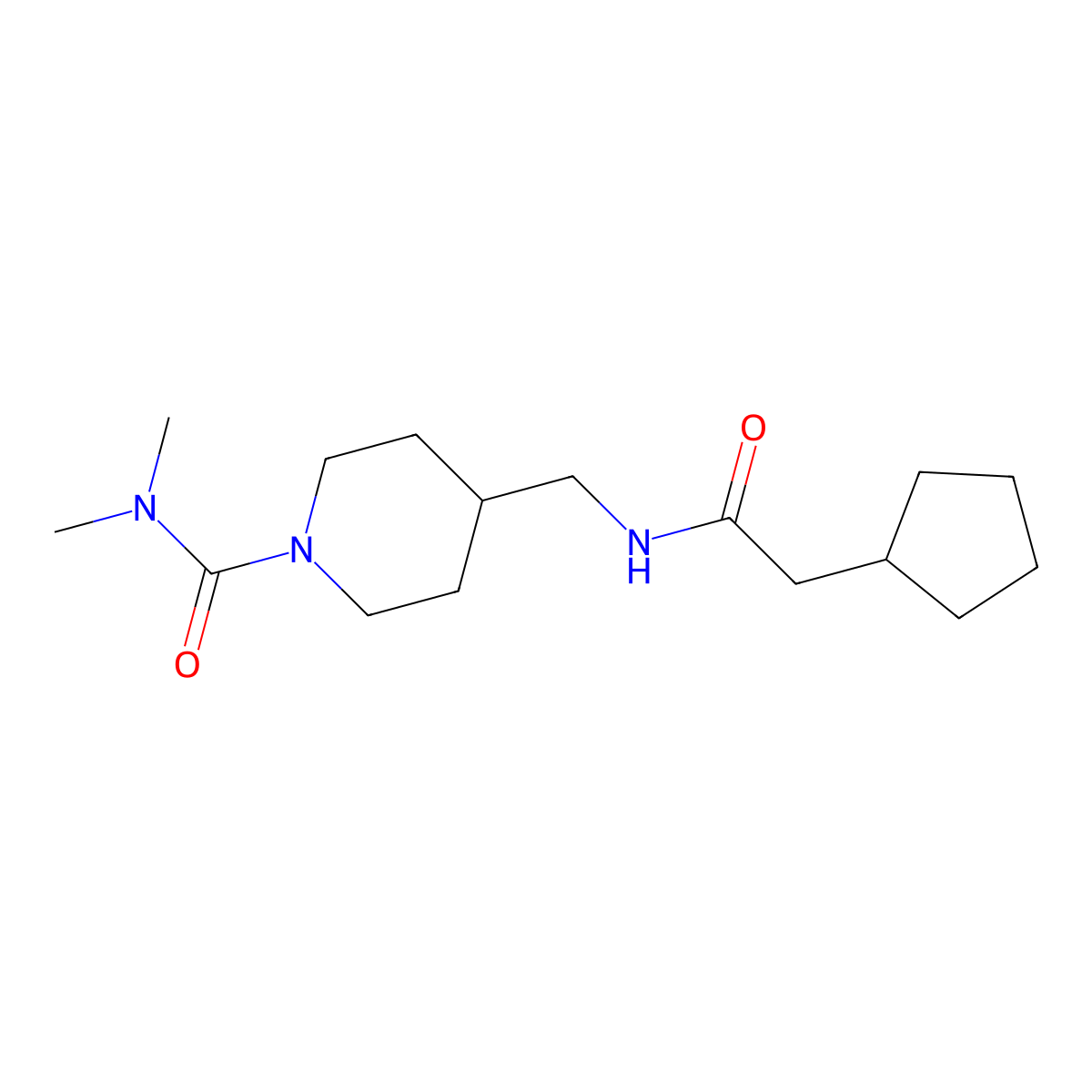 4-[(2-cyclopentylacetamido)methyl]-N,N-dimethylpiperidine-1-carboxamide molecular structure, CAS 2415470-18-5