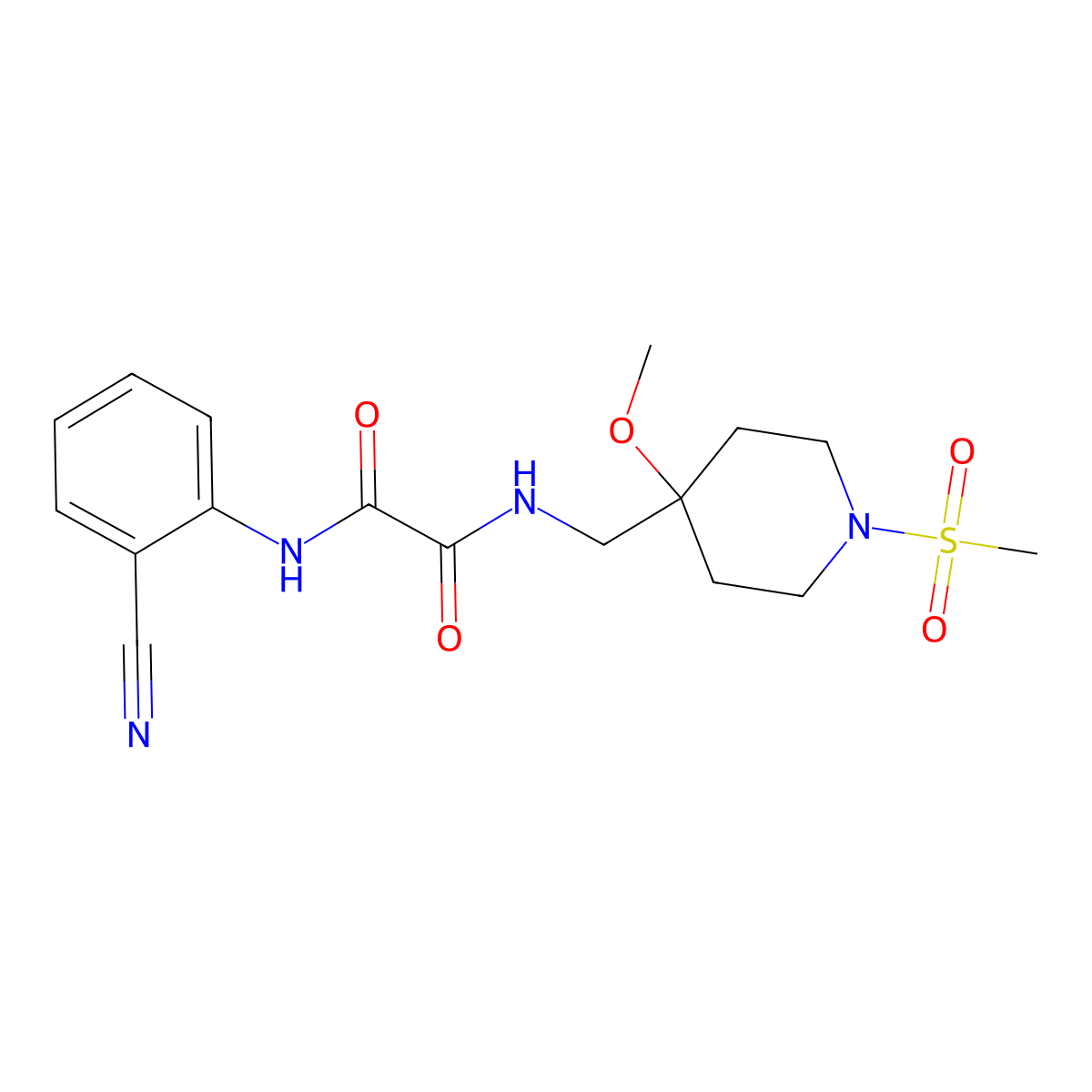 N'-(2-cyanophenyl)-N-[(1-methanesulfonyl-4-methoxypiperidin-4-yl)methyl]ethanediamide molecular structure, CAS 2415470-20-9