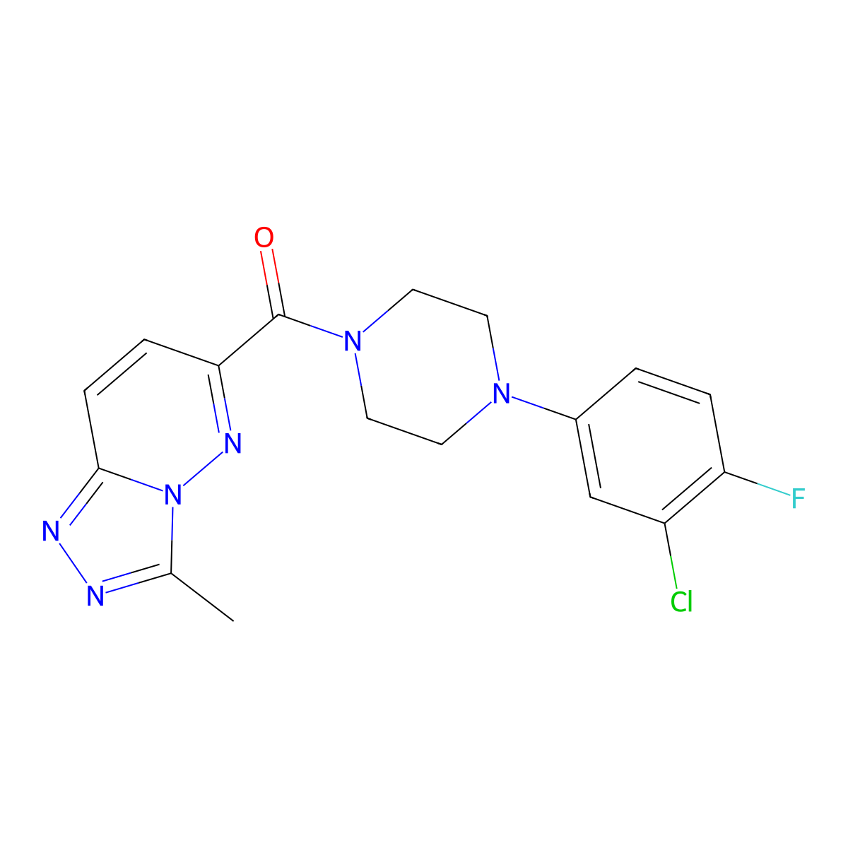 1-(3-Chloro-4-fluorophenyl)-4-{3-methyl-[1,2,4]triazolo[4,3-b]pyridazine-6-carbonyl}piperazine molecular structure, CAS 2415470-27-6