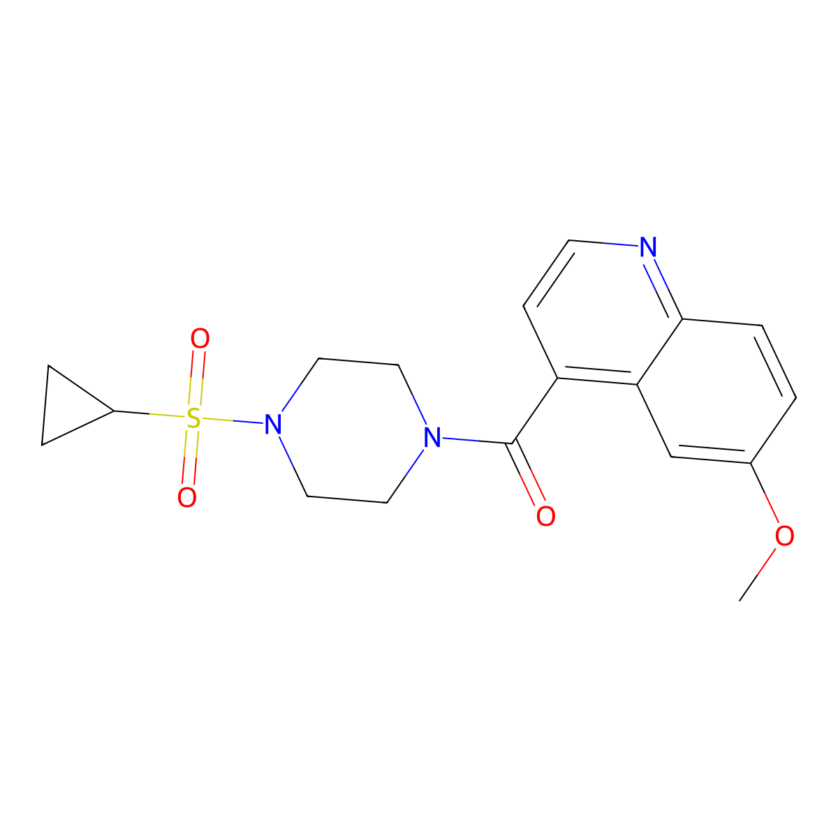 4-[4-(Cyclopropanesulfonyl)piperazine-1-carbonyl]-6-methoxyquinoline molecular structure, CAS 2415470-28-7