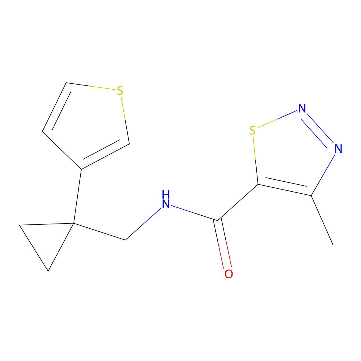 4-methyl-N-{[1-(thiophen-3-yl)cyclopropyl]methyl}-1,2,3-thiadiazole-5-carboxamide molecular structure, CAS 2415470-36-7