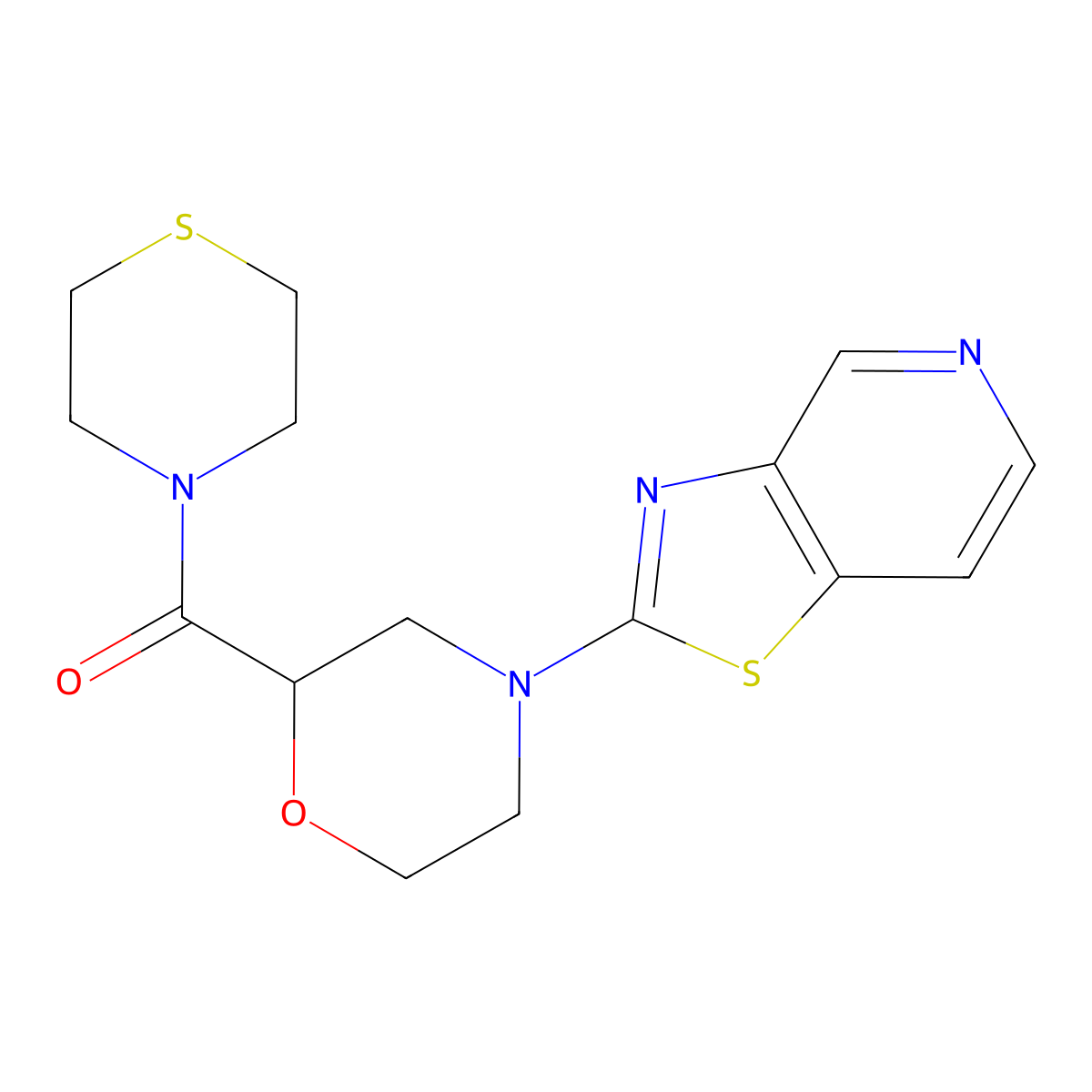 4-{[1,3]Thiazolo[4,5-c]pyridin-2-yl}-2-(thiomorpholine-4-carbonyl)morpholine molecular structure, CAS 2415470-40-3